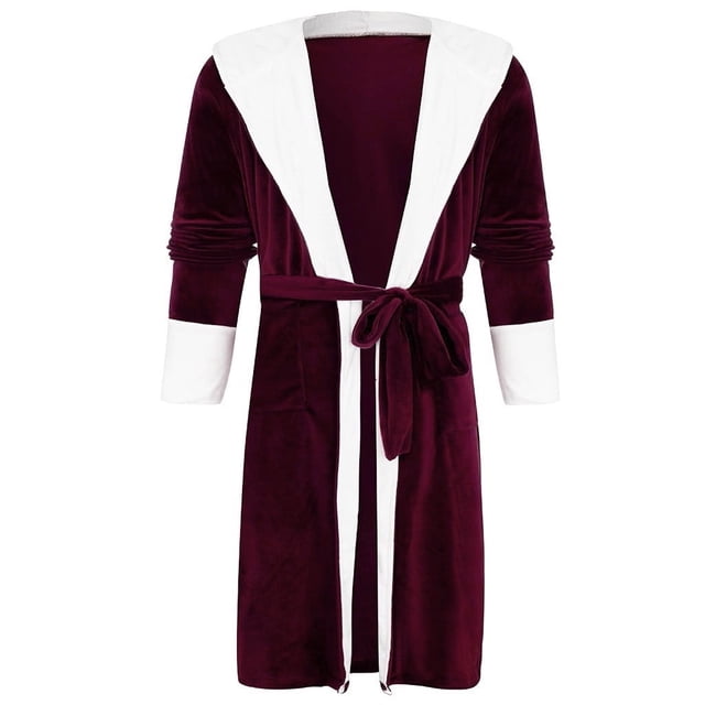 Batas Prolriy para mujer, bata larga de felpa de invierno, abrigo con mangas, ropa de mujer, bata de baño, ropa de dormir para mujer, bata de mujer roja S