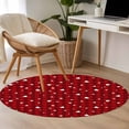 thumbnail image 5 of Valentine's Day Washable Round Area Rug 4 ft, Modern White Pink Love Heart Red Buffalo Plaid, Soft Non Slip Rugs Stain Repellent Indoor Felt Carpet for Living Dining Room Bedroom Home Office, 5 of 9