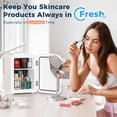 thumbnail image 6 of 4L/6 Cans Mini Fridge,AC 120V / DC 12V Portable Small Refrigerator for Makeup Skin Care,Cooler and Warmer 2 Mode for Bedroom,Car,Office Dorm,Beverage Cooler for Drink/Cosmetics/Wine - White, 6 of 8