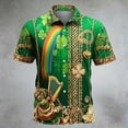 thumbnail image 2 of CONZONE St. Patrick's Day Mens Buttons Down Shirts Short Sleeve Shirts for Men Trendy Green Clover Graphic Lapel Soft Lightweight Tops, 2 of 3