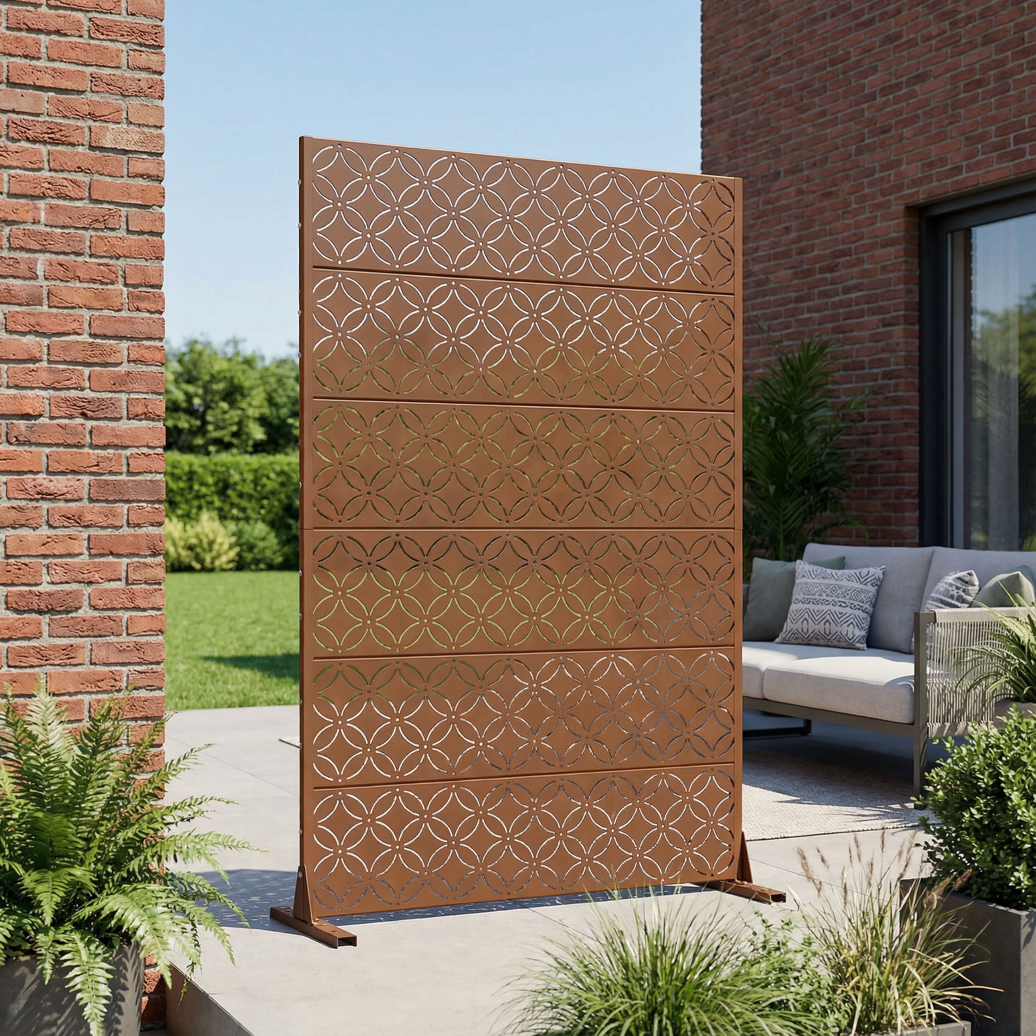 MAYEERTY 72*47in Outdoor Privacy Screen, Wind Block Metal Privacy Panel, Privacy Divider for Patio, Balcony, Backyard, Garden