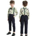 thumbnail image 4 of YTDSCS Baby Kids Boys Formal Outfit Toddler Infant Boys Long Sleeves Gentleman Set 6 Months -10 Years Dinosaur Print Shirt+Suspender Pants+Bow Tie Wedding Suit, 4 of 9