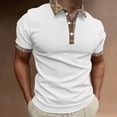 thumbnail image 2 of JTieacloth Classic Collared Shirt with Pocket Summer New Casual Men's Short Sleeved Shirt Solid Color Three Button Men's Shoulder Shirt White M, 2 of 4