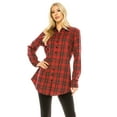thumbnail image 2 of Haute Edition Women's Long Button Down Flannel Tunic Shirt with Plus, 2 of 3