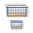 thumbnail image 4 of happimess BSK3004D-3SET Evvie Vintage Farmhouse Handmade Wire Metal Nesting Storage Baskets with Wood Base, Navy/Natural (Set of 3), 4 of 6