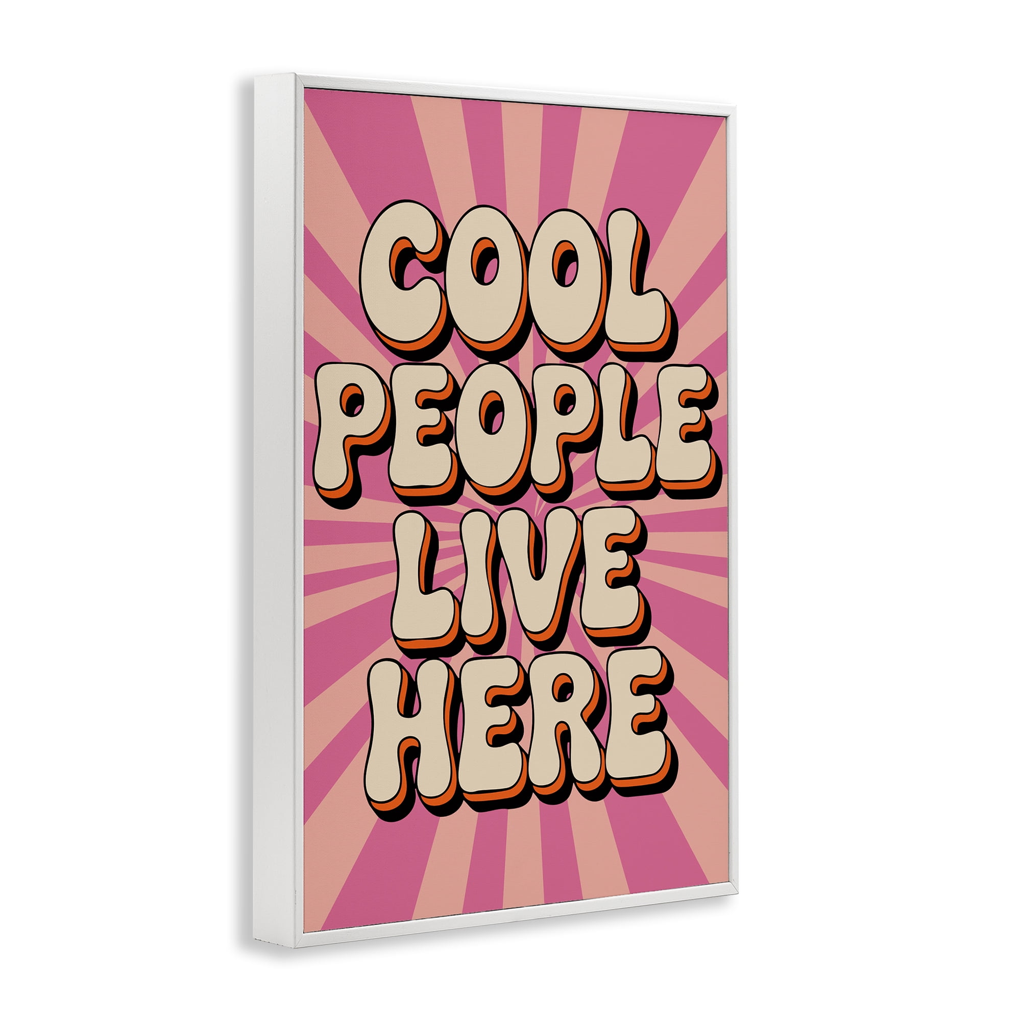 Stupell Industries Groovy Cool People Live Here White Framed Giclee Art, design by Andreas Magnusson