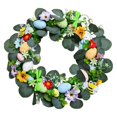 thumbnail image 2 of Corona de huevos de Pascua para la puerta de entrada | Guirnalda decorativa de primavera de plástico verde de 15.75 pulgadas | Tapices de pared tejidos a mano inspirados en la naturaleza |, 2 of 6