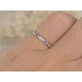 thumbnail image 4 of HeartsAndYou 0.8ct Natural Sapphire Diamond Wedding Band Stackable Women 14k SOLID White Gold, 4 of 9