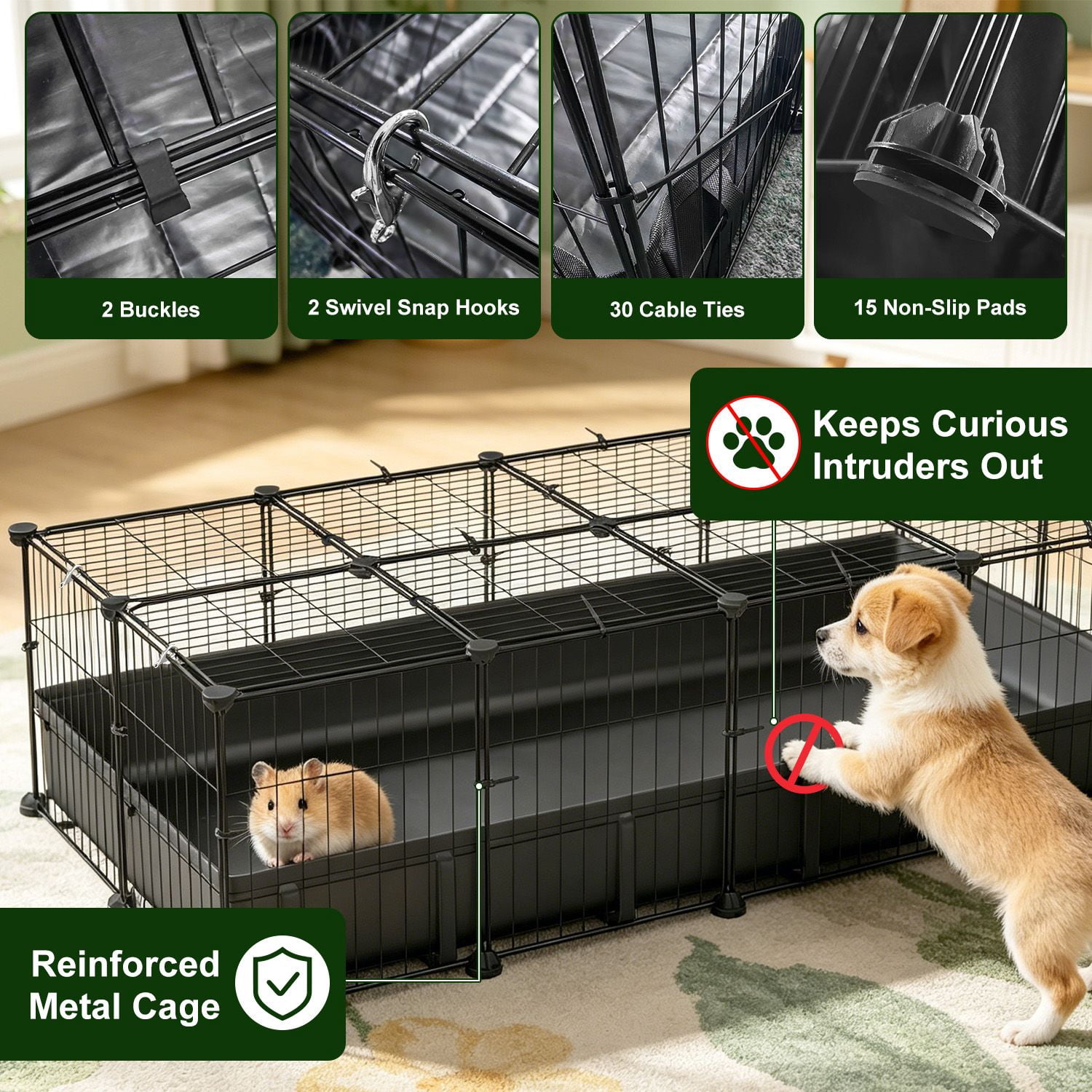 DIY Assemble Metal Small Pet Play Enclosure Multiple Layout Options,Small Animal Playpen DIY Metal Pet Enclosure with 20 Panels Waterproof Floor Mat for Hedgehogs Chickens Ducklings Rabbits