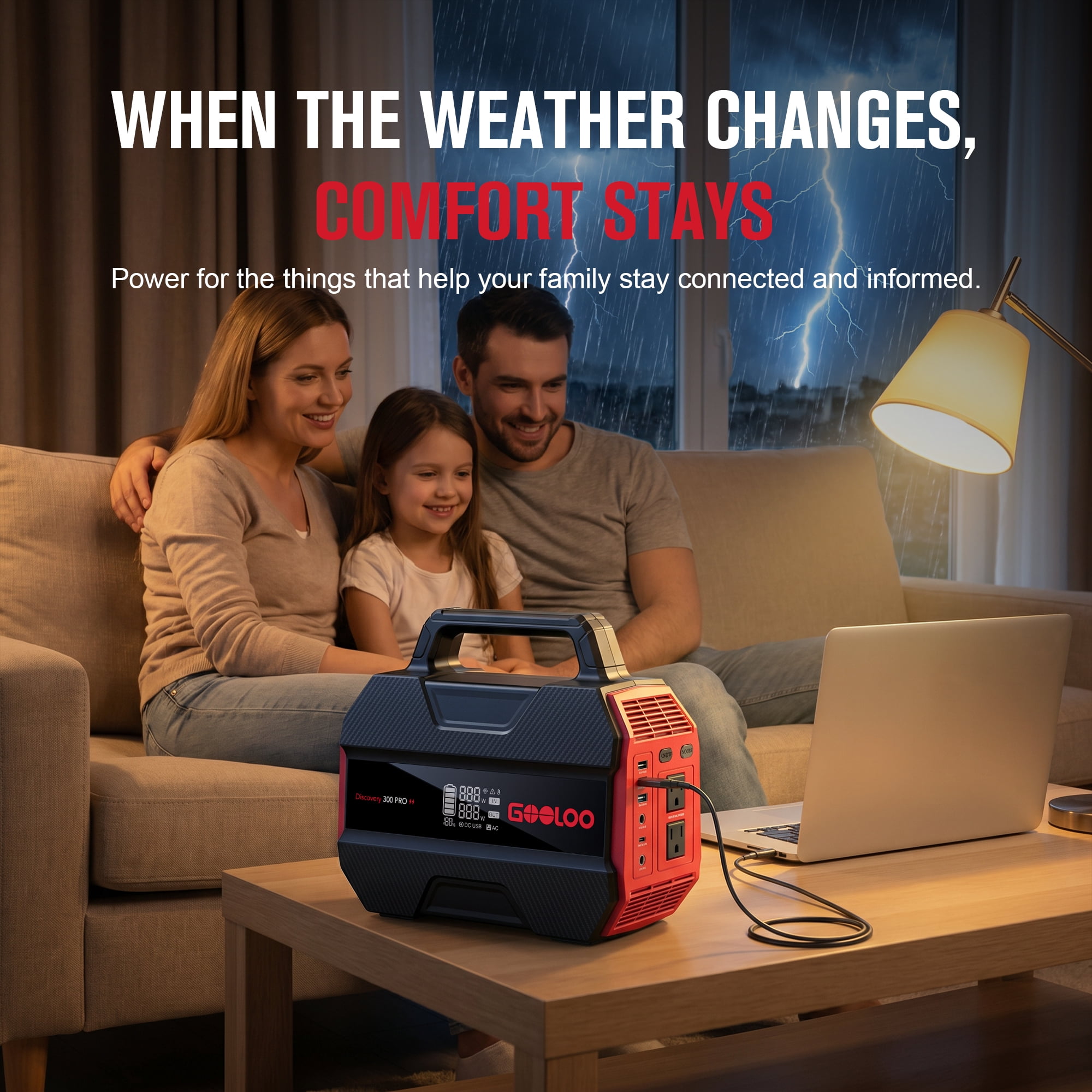 GOOLOO Discovery 300 PRO Power Station: 230Wh Solar Generator with 300W AC Output, 12V DC, and Multiple USB Ports, Perfect for Camping, RV, and Emergency Power Needs