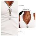 thumbnail image 4 of Top sin mangas para mujer, camiseta informal con cuello en V y tejido acanalado, camiseta sin mangas con cremallera frontal, Top ajustado de verano, blanco S, 4 of 5