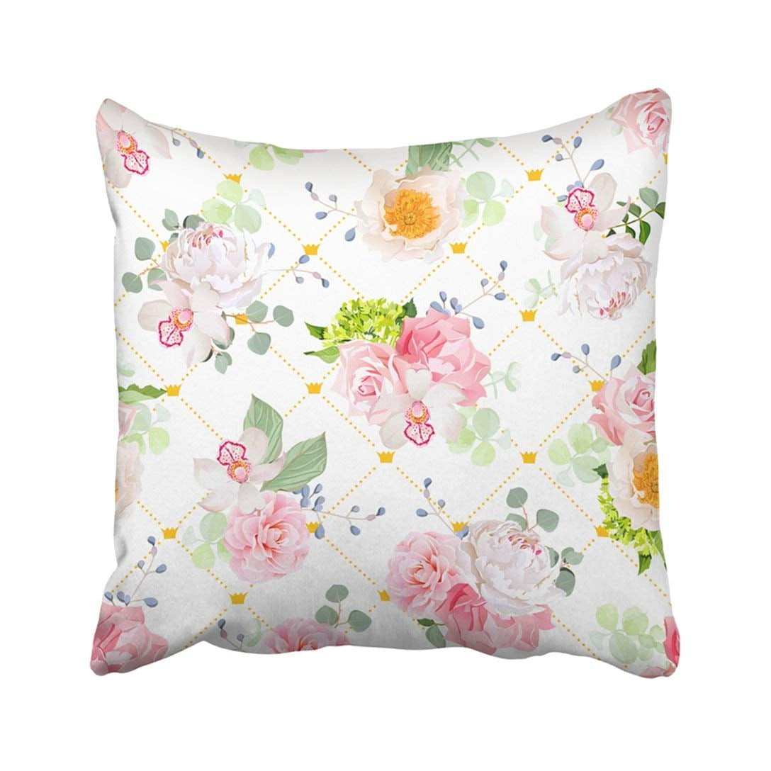16x16 Girls Flower Gifts Floral Gifts for Girls & Women Flower Pink Blue Orchids Throw Pillow Multicolor 