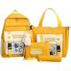 thumbnail image 1 of Kawaii School Bag Five-piece Canvas School Bag With Teddy Bear Boys Girls Back To School Supplies-yellow, 1 of 4