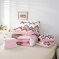 thumbnail image 4 of Erosebridal Futuristic Geometry Bed in a Bag Queen size, Pink Stripe Bed Set, Abstract Decor, Reversible, 4 of 5