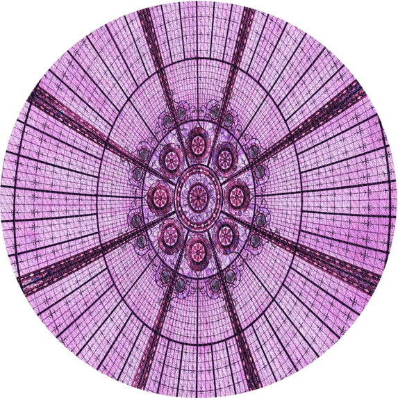 Ahgly Company Machine Washable Indoor Round Transitional Pastel Purple Pink Area Rugs, 7' Round