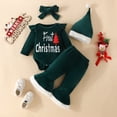 thumbnail image 2 of Coerni Baby Girls My First Christmas Outfits Velvet Long Sleeve Bodysuit+Flared Pants+Headband+Hat 4PCS Xmas Clothes Sets, 2 of 5