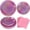 Holographic Pink, variant on 75 Pcs Light Blue Iridescent Tableware Set. With holographic dot plates and napkins, great for baby showers and parties.