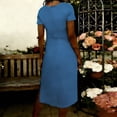 thumbnail image 3 of Largo Vestido Casual Mujer Mezcla de Lino Cuello Redondo Suelto Ajuste Multicolor Maxi de Verano para la Playa, 3 of 6