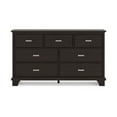 thumbnail image 2 of Teno Wide Dresser, 7 Drawers Nickel Handles, Dark Brown Solid Hardwood, 2 of 3