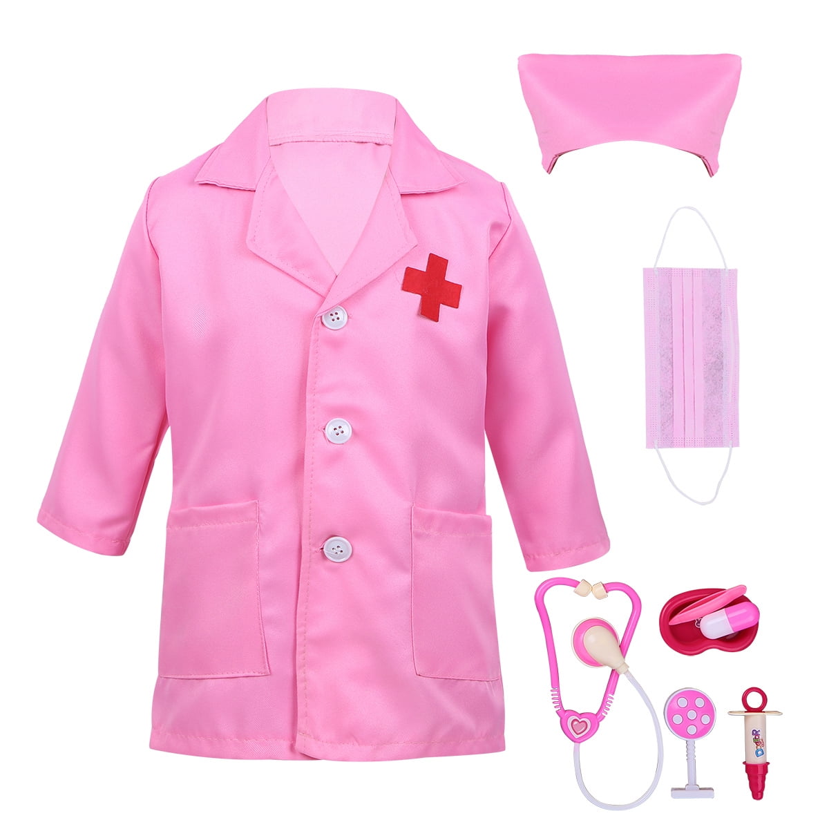 iiniim Children Kids Little Doctor Role Play Lab Coat Costume Outfit 3
