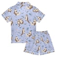 thumbnail image 2 of FORMRS Kids Short Sleeve Top and Pants Pajama Set Unisex Satin 2-Piece Sleepwear, Sizes 5-6Y, Cartoon Otters Pattern, 2 of 8
