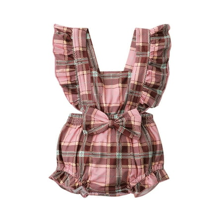 

Girls Bodysuits Bowknot Plaid Floral Printed Backless Baby Clothes Kids Children Loose Fashion Outwear Leisure Spring Summer Rompers Jumpsuits