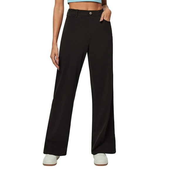 Seductiva Women's Wide Leg Jeans Women's Spring Summer Solid Color Loose Casual Jeans with Pockets Straight Leg Straight Leg Stretchy Jeans 1PC
