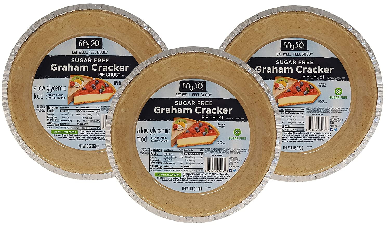 Fifty50 Foods Sugar Free Ready to Eat Graham Cracker Pie Crust, 6 Ounce