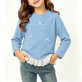 thumbnail image 6 of fatyb Girls Long Sleeve Tops Ruffle Hem T Shirts with Bow Kids Crew Neck Cute Blouses for 0-12 Years, 6 of 7