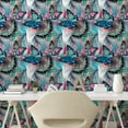 thumbnail image 2 of Ambesonne Tropical Peel & Stick Wallpaper for Home, Palm Leaf Butterfly Plot, 13"x72", Seafoam and Soft Pink, 2 of 5
