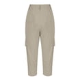 thumbnail image 4 of Eltusu Men's Cargo Pants, Elastic Waistband Casual Solid Color Below the Knee Capris Pants Beige Size L, 4 of 10