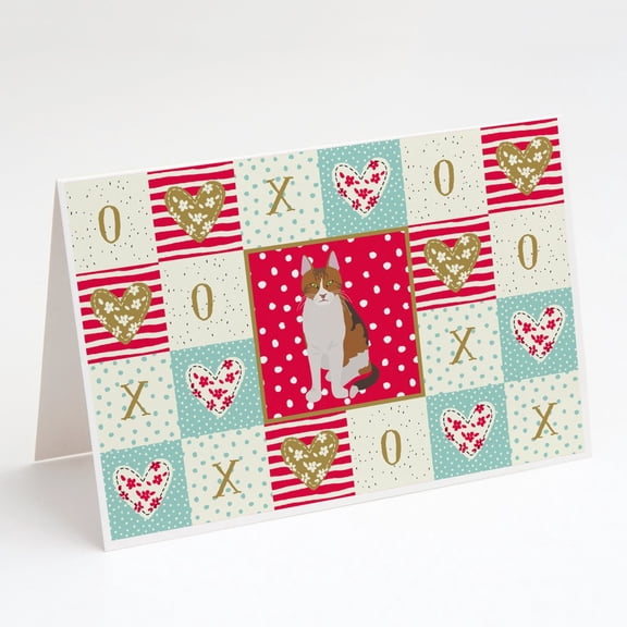 Aegean Cat Love Greeting Cards and Envelopes Pack of 8