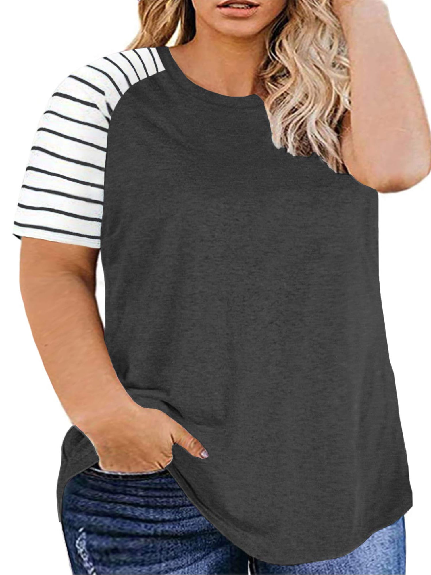 Womens Plus Size Basic Tunic Blouses 