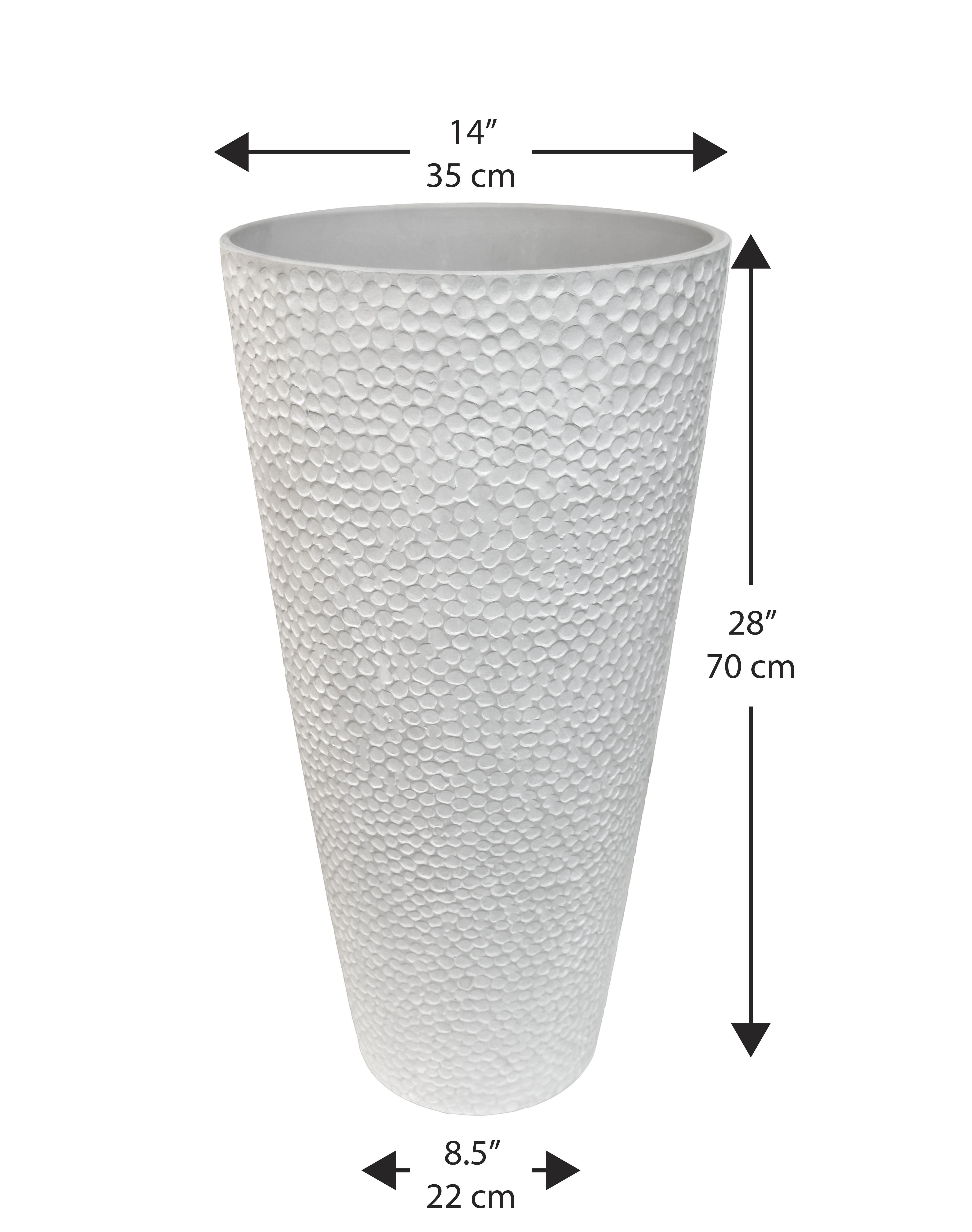 Valencia 28" Hammered Vase Planter, Weathered White