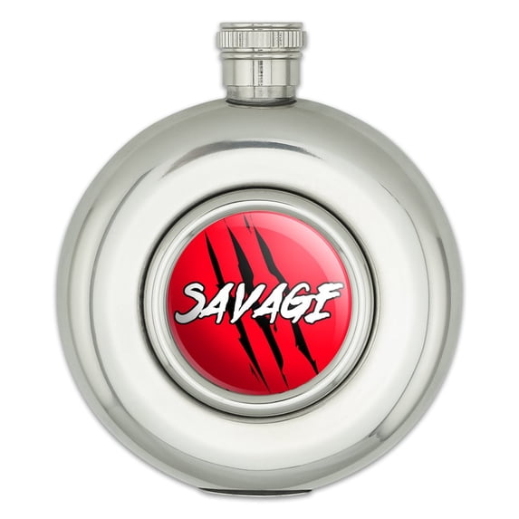 Savage Claw Mark Red and Black Round Stainless Steel 5oz Hip Drink Flask