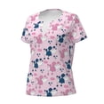 thumbnail image 2 of Goofa Cartoon Poodle Dog Pattern Womens Deep V Neck Low Cut Tops Casual Summer Short Sleeve Ribbed Knit T-Shirts-X-Large, 2 of 5