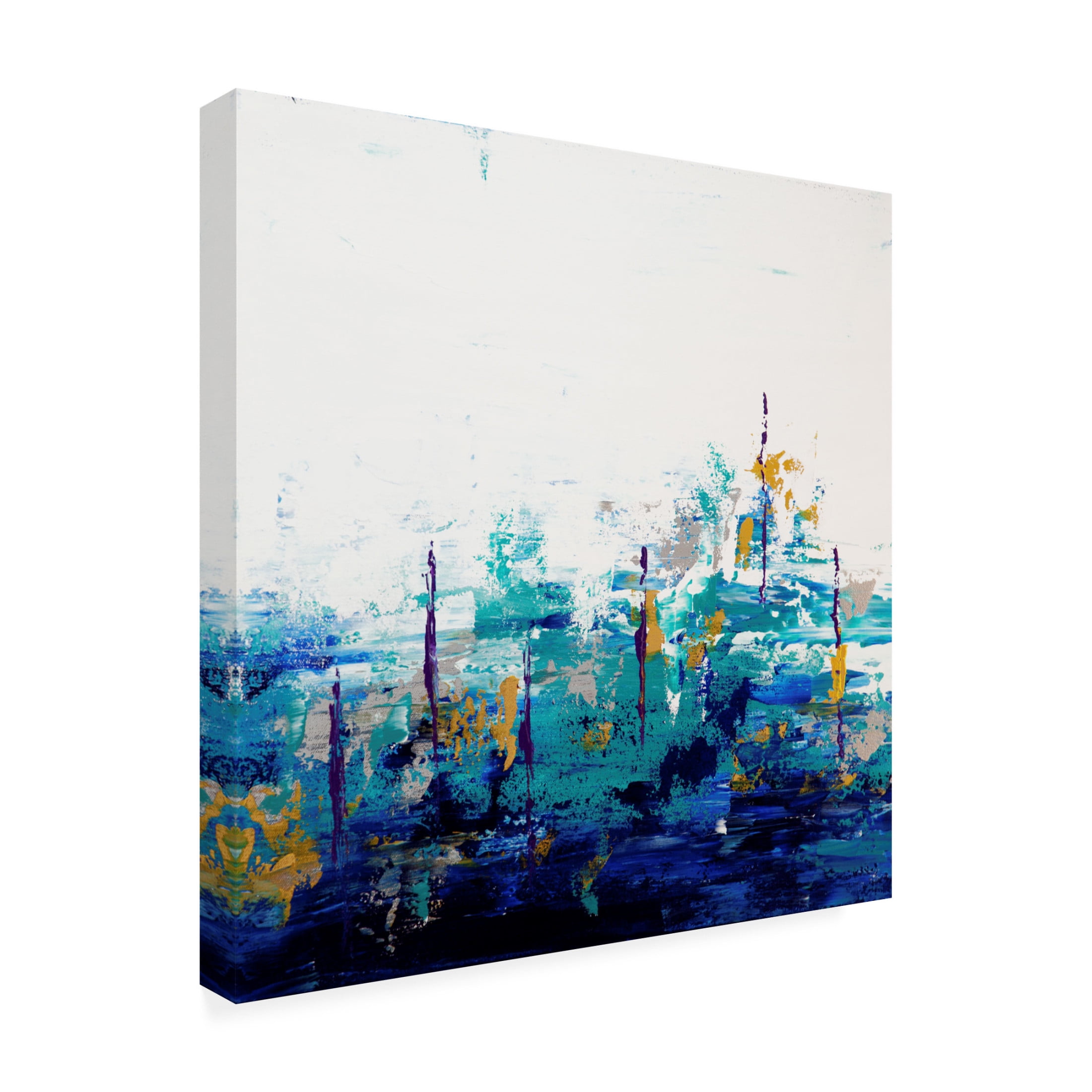 Canvas Wall Art - Hilary Winfield 'Blue Lake 10' Wall Art for Living Room, Bedroom, or Office Décor by Trademark Fine Art - 35 x 35 Inches