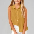 thumbnail image 6 of Jalioing Kids Girls Button Down Tank Shirts Collared Sleeveless Summer Shirts Loose Cotton Linen Blouses, 6 of 7