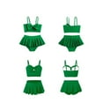 thumbnail image 5 of Glisme Girls Swimsuits Two Piece Bathing Suit With Flounce Skirt Colorful And Solid Bikini Matching Swimwear Summer Beach Swimming Outfit Size 2-3 Years Green, 5 of 5