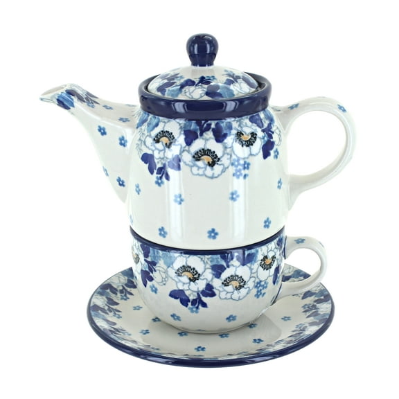 Blue Rose Polish Pottery Georgia Blue Tea for One