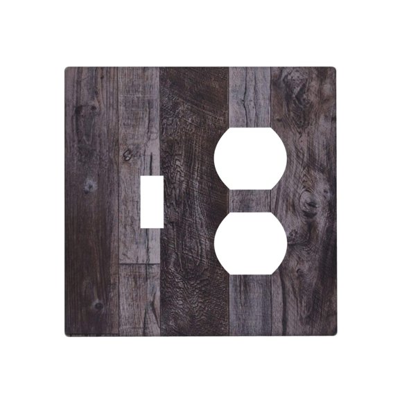 Cubierta decorativa para toma de corriente Oilbiexn, estilo vintage de tablones de madera, 2 módulos