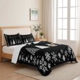 thumbnail image 5 of Quilts Twin XL Size Bedding Set, Merry Christmas Lightweight Quilted Comforter, Xmas Snowflake Pine Trees Winter Black Soft Reversible Bedspread Coverlet with Pillow Covers for All Season, 68" x 98", 5 of 9