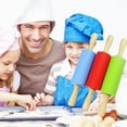 thumbnail image 4 of 2Pcs Small Food Grade Rolling Pins for Children DIY Baking Tool,Silicone Non-sticky Wooden Handle Dumpling Dough Rolling Pins Toy, 4 of 7
