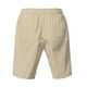 thumbnail image 5 of pstuiky Pantalones cortos de gimnasio para hombre, Pantalones cortos de lino con cintura elástica y botones de color liso para hombre, versátiles y a la moda., 5 of 8