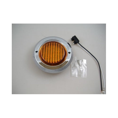 Amber 2.5" Round 13 LED Truck Trailer Marker Clearance Light Kit / Chrome Bezel