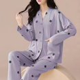 thumbnail image 2 of zaveiop Womens Cotton Gauze Pajama Set Floral Print 2 Piece Pj Set Long Sleeve Fall Sleepwear Cute Pj Sets (Purple, L), 2 of 4