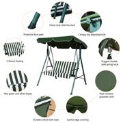 Costway Loveseat Patio Canopy Swing Glider Hammock Cushioned Steel Frame Outdoor Green