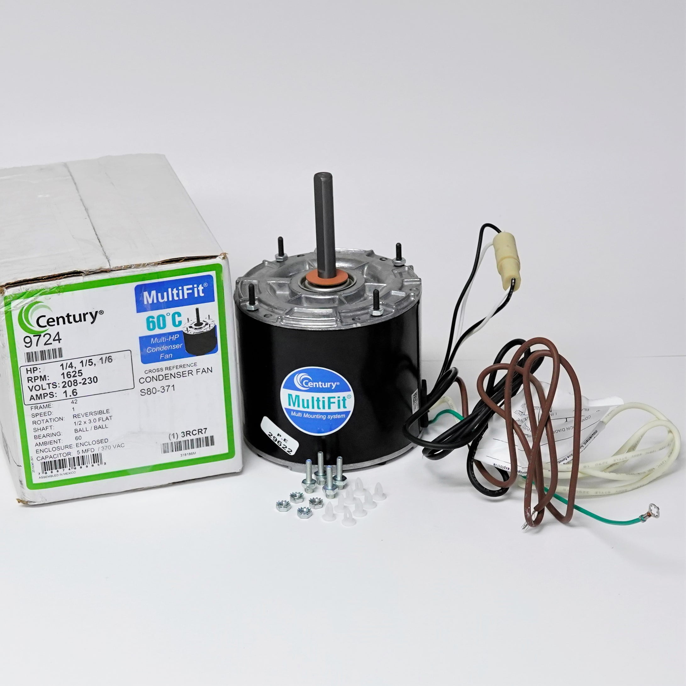 9724 AO Smith Motor 5" Diameter 1625 RPM 3 Speed 208-230 V 1/4 HP -  Walmart.com