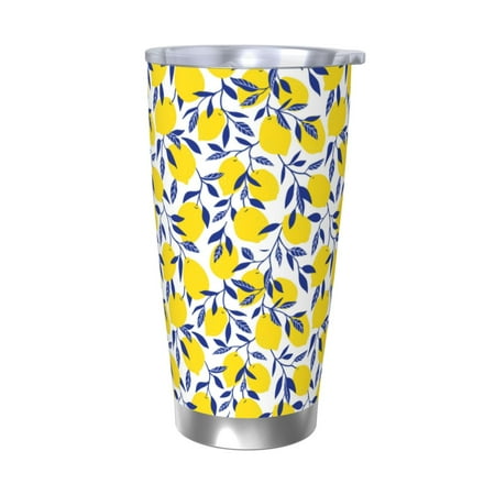 

Bingfone Tropical Lemon for 20 Oz Stainless Steel Travel Mug Double Wall Water Coffee Cup for Home Office Outdoor Works Great for Ice Drinks and Hot Beverage-Without Straw