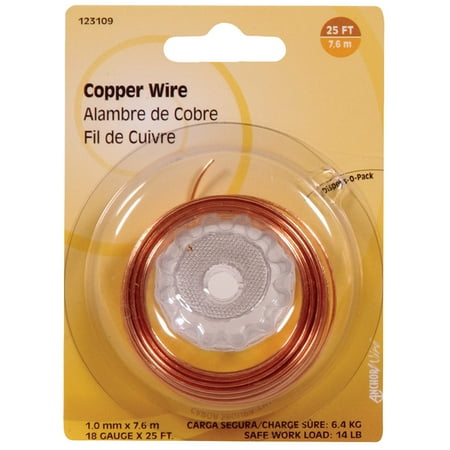 Hillman Wire Coil 25' 18 Ga Copper Carded Pack of 10